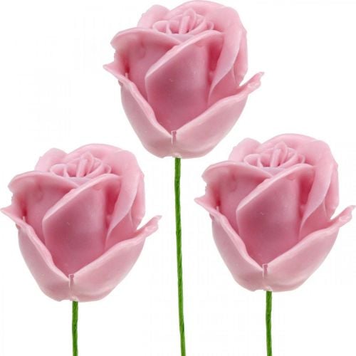 Keinotekoiset ruusut pinkki vaha ruusut deco ruusut vaha Ø6cm 18p