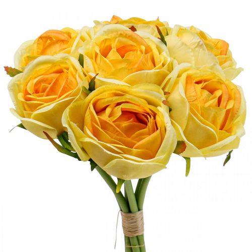 Keinotekoiset ruusut Keltaiset Keinoruusut Silkkikukat 28cm 7kpl