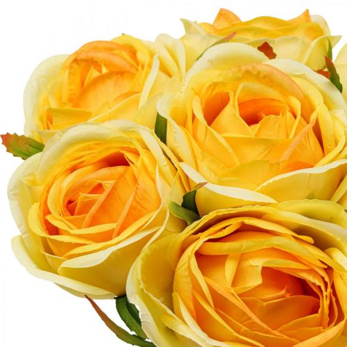 Floristik24 Keinotekoiset ruusut Keltaiset Keinoruusut Silkkikukat 28cm 7kpl