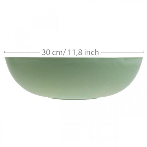 kohteita Pyöreä istutuslautanen, kukkakoristelu, muovikulho, asetteluastia vihreä, valkoinen kirjava K8,5cm Ø30cm