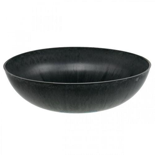 Pyöreä kukkakulho, istutuspöytä, muovikulho musta, kirjava harmaa K8,5cm Ø30cm