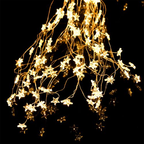 Floristik24 LED valonippu tähti ulkona 320 1m hopea / lämmin valkoinen