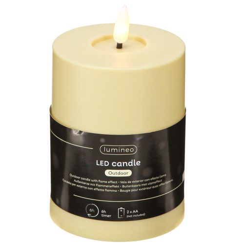 kohteita LED-kynttilä Outdoor Timer Flame Effect Vihreä beige H12cm