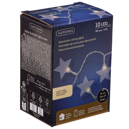 kohteita LED-keiju valaisee tähtiä ajastimella 10 LED lämmin valkoinen 90cm