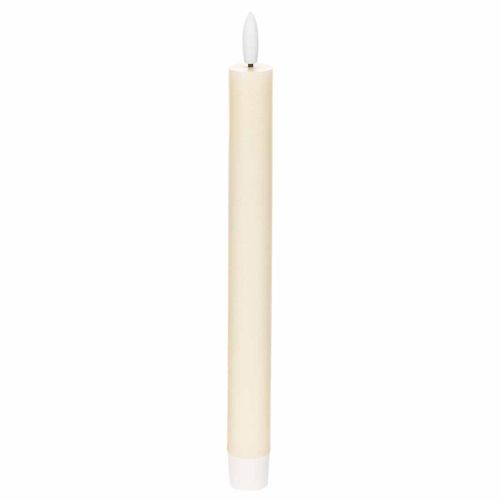 LED-kartiokynttilä, valkoinen, lämpimän valkoisella valolla, 24 cm, ajastimella, 2 kpl