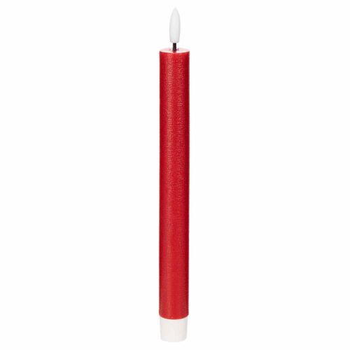 LED-kartiokynttilä, punainen lämpimän valkoisella valolla, 24 cm, 2 kpl