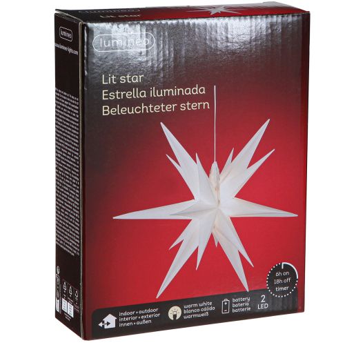 Floristik24 LED star 3D valkoinen ajastin akku ulkopuolella Ø30cm K74cm