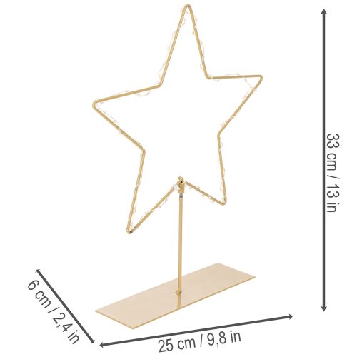 Tähti 50 LEDillä, metallinen pöytäkoriste, paristokäyttöinen, sisäkäyttöön, 33 cm | Floristik24.fi