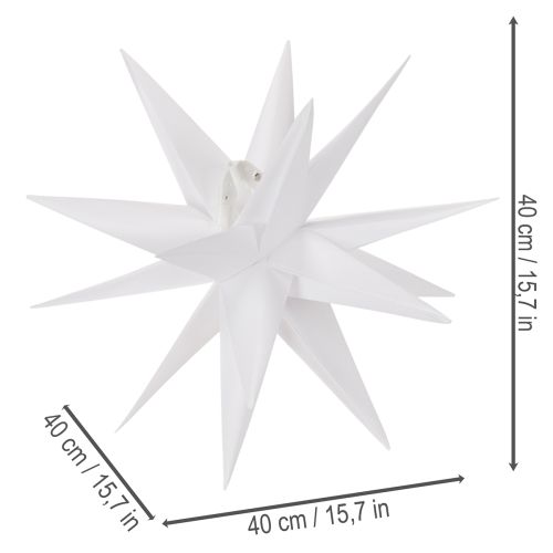 Koristeellinen LED-tähti, lämmin valkoinen, ulkokäyttöön, ajastimella, 40 cm | Floristik24.fi