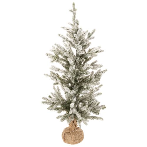 Keinotekoinen joulukuusi lumella juuttipussissa, 40 LEDiä, sisäkäyttöön, 85 cm