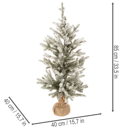Keinotekoinen joulukuusi lumella juuttipussissa, 40 LEDiä, sisäkäyttöön, 85 cm | Floristik24.fi