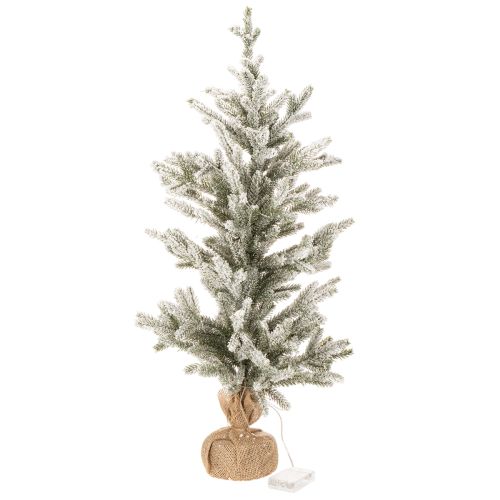 Keinotekoinen joulukuusi lumella juuttipussissa, 40 LEDiä, sisäkäyttöön, 85 cm | Floristik24.fi
