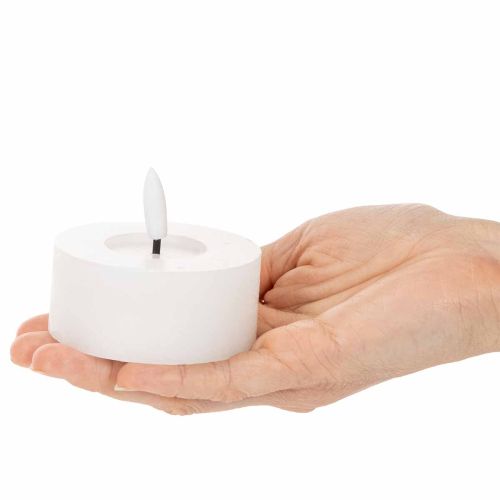 LED XL Tuikkukynttilä Valkoinen Aito Vaha Ajastimella Lämmin Valkoinen 6cm 2kpl | Floristik24.fi