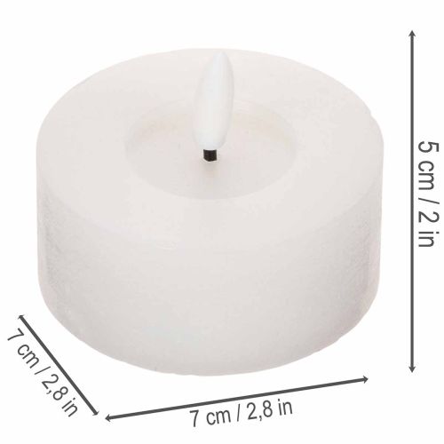 LED XL Tuikkukynttilä Valkoinen Aito Vaha Ajastimella Lämmin Valkoinen 6cm 2kpl | Floristik24.fi