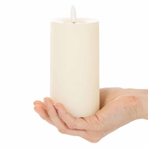 LED-pylväskynttilä aidosta vahasta, valkoinen, ajastintoiminnolla, lämmin valkoinen, 15 cm | Floristik24.fi