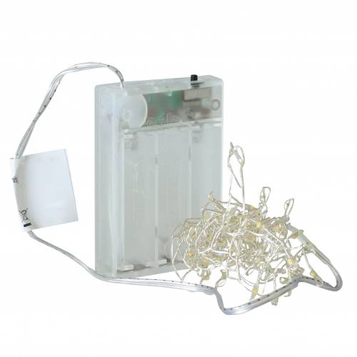 Floristik24 LED valoketju lämmin valkoinen hopea 100cm 100L akulle