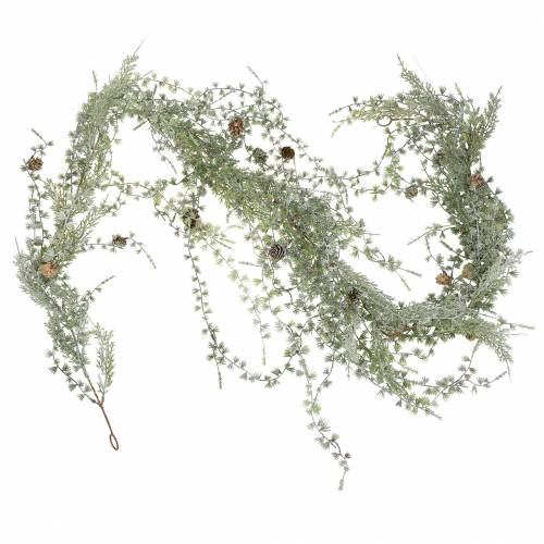 Floristik24 Lehtikuusi Garland Vihreä/Geeist ja käpyjä 180cm