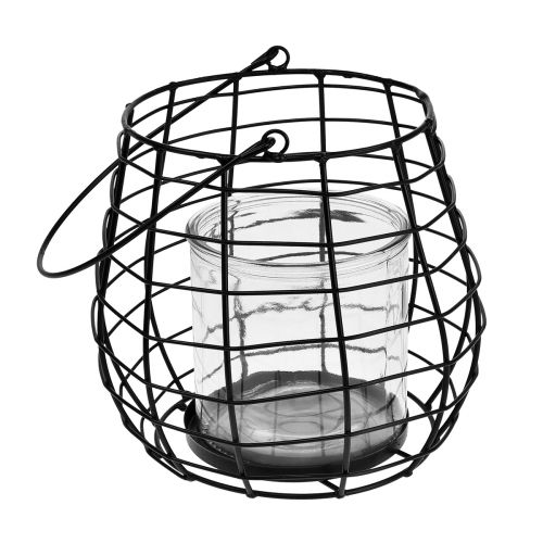 Floristik24 Puutarhalyhty lasilyhtyllä mustalla Ø20cm K18,5cm