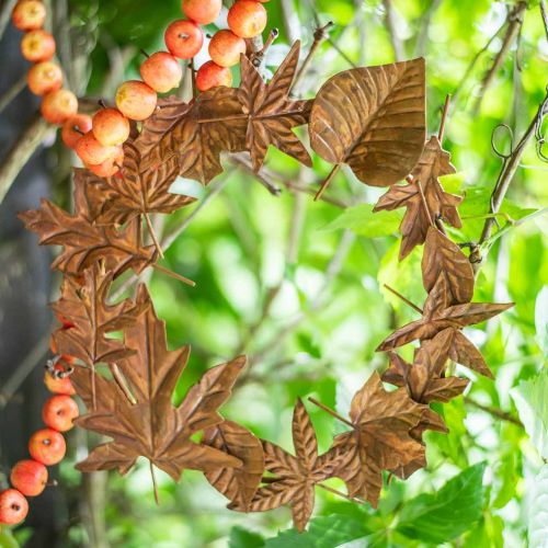 Floristik24 Leaf Wreath Rust, Metal Decoration, Seppele Lepo, Syksyn Koriste, Muistomerkki Kukka Ø29cm