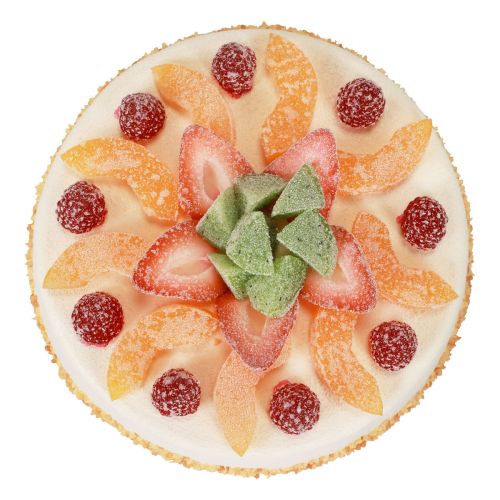 Floristik24 Ruokanukke, keinotekoinen kakku hedelmillä Ø23cm K8,5cm