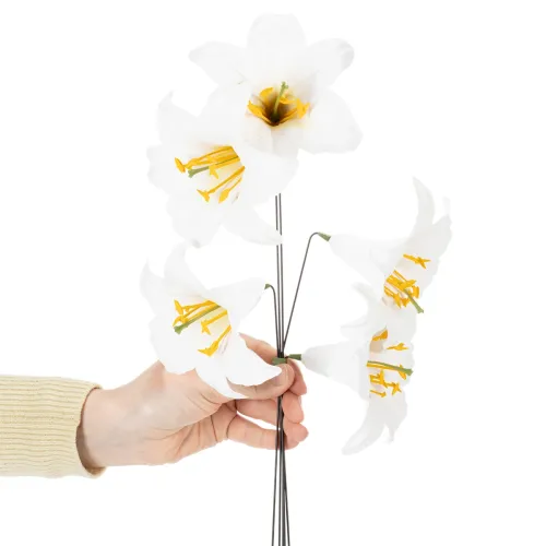Tekoliljakukka, valkoinen, langalla, keskikokoinen, 35 cm, 5 kpl | Floristik24.fi