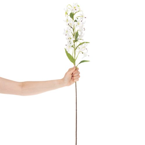 Keinotekoinen valkoinen lilja pitkällä kukintahaaralla, koristeellinen, 80 cm | Floristik24.fi