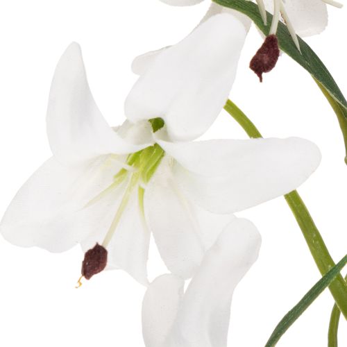 Keinotekoinen valkoinen lilja pitkällä kukintahaaralla, koristeellinen, 80 cm | Floristik24.fi