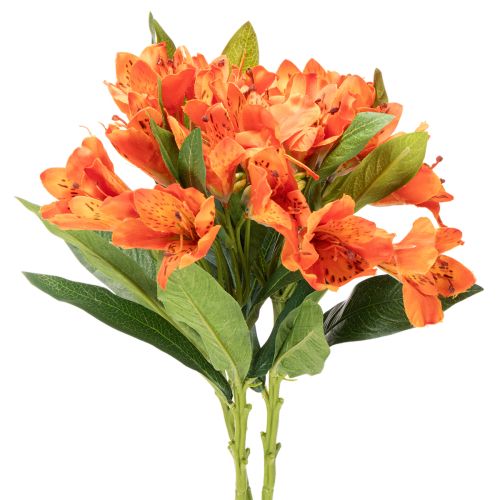 Keinotekoinen alstroemeria, oranssi kukka, keinotekoinen kimppukoriste, 75 cm, 3 kpl