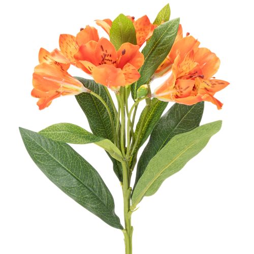 Keinotekoinen alstroemeria, oranssi kukka, keinotekoinen kimppukoriste, 75 cm, 3 kpl | Floristik24.fi