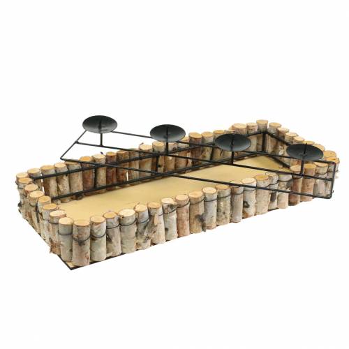 Floristik24 Adventtikynttilänjalka, koivureuna 44cm