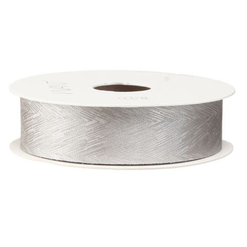 kohteita Ylellinen hopeanvärinen silkkinauha tyylikkäällä höyhenkuviolla - ihanteellinen häihin ja juhlatilaisuuksiin Leveä 25 mm, pituus 15 m