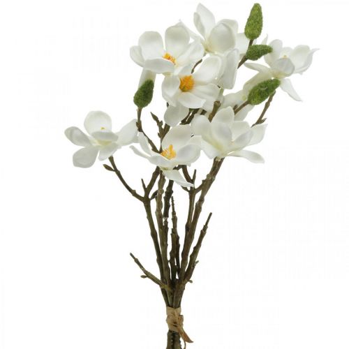 Floristik24 Keinotekoiset magnolian oksat valkoinen deco-oksa H40cm 4kpl nipussa