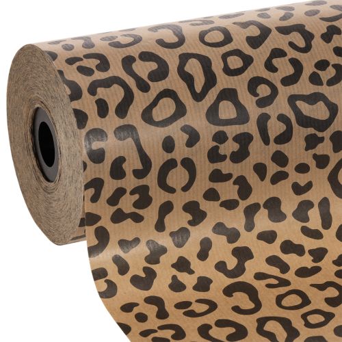 Kalvosinpaperia, leopardikuvio, rulla 25 cm 100 m, lahjapakkaus