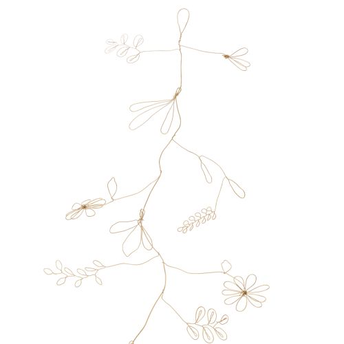 kohteita Metallinen kukkaseppele, lankaa kukkaseppeleeseen, kesäkoriste, seinäkoriste, kulta, 110 cm