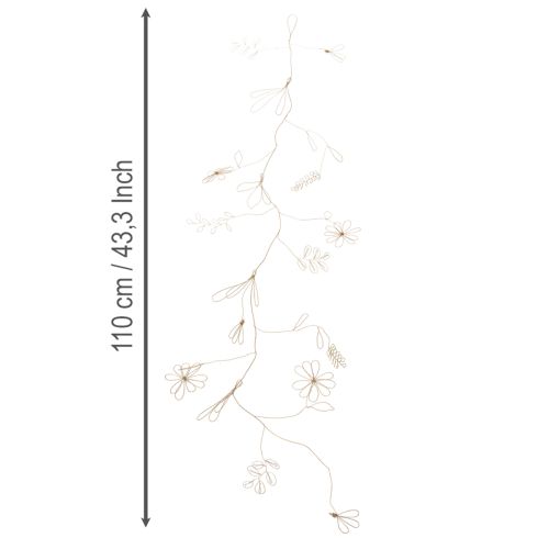 kohteita Metallinen kukkaseppele, lankaa kukkaseppeleeseen, kesäkoriste, seinäkoriste, kulta, 110 cm
