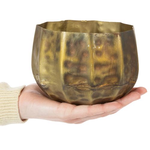 Metallinen koristeellinen kukkaruukku, messinki, Ø22/18/14cm, 3 kpl setti | Floristik24.fi