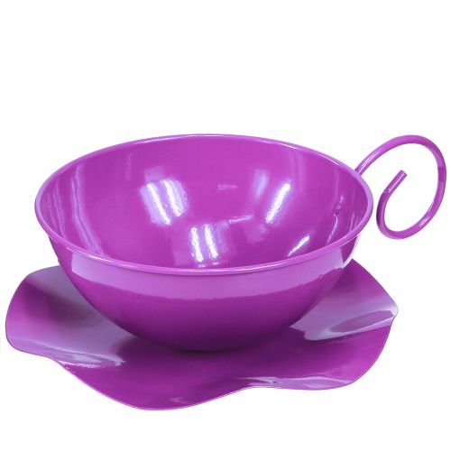 kohteita Metallinen koristekuppi Ø16cm H9cm teekuppi lautasella Purppura 2kpl