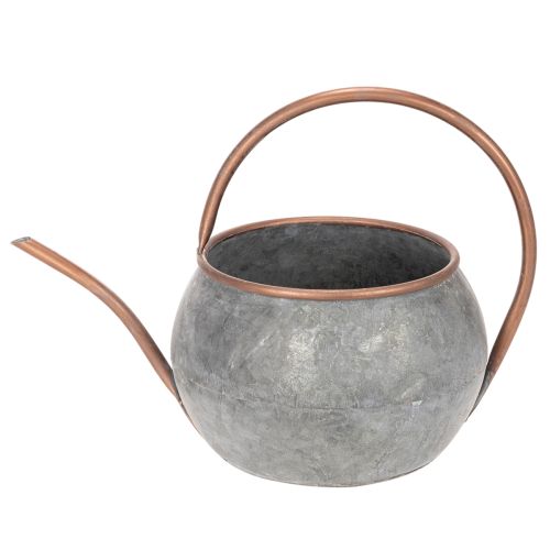 Metallinen koristeellinen kastelukannu, vintage-maalaistyyliin, puutarhakoriste, istutukseen, hopeanvärinen kupari, P41cm Ø26cm K30cm | Floristik24.fi
