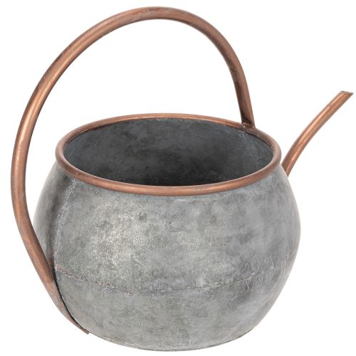 Metallinen koristeellinen kastelukannu, vintage-maalaistyyliin, puutarhakoriste, istutukseen, hopeanvärinen kupari, P41cm Ø26cm K30cm | Floristik24.fi