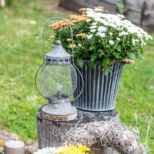 Floristik24 Metallinen lyhty, LED-valaisin, Shabby Chic Ø16cm K33,5cm