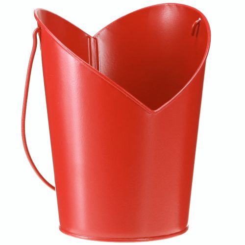 Metallinen istutuspöytäsydänkoriste kahvalla punainen Ø12cm K15/9cm