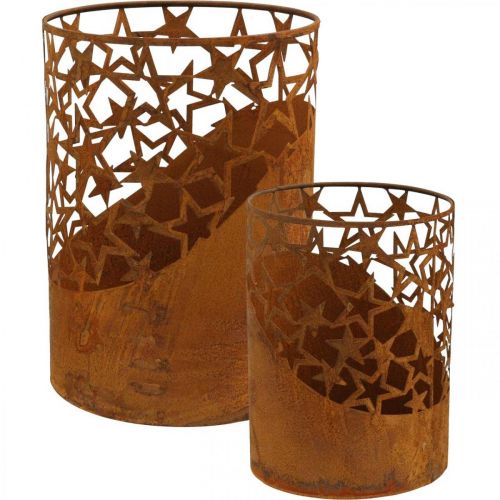 Metallilyhty patina koriste tähtiä Ø15cm/20cm 2 kpl sarja