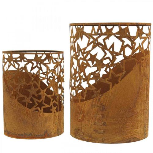 Floristik24 Metallilyhty patina koriste tähtiä Ø15cm/20cm 2 kpl sarja