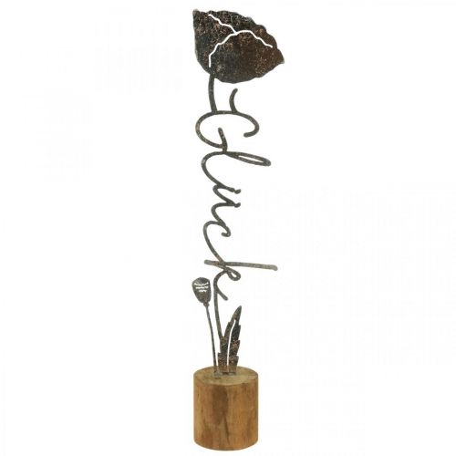 Metallinen deco kukka puinen teline kirjain &quot;Happiness&quot; H40cm