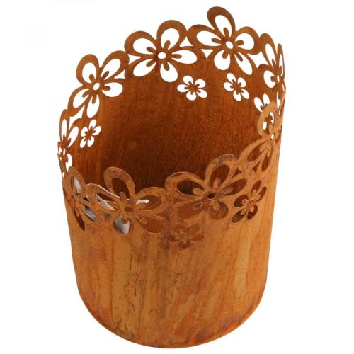 Metallinen koristeellinen ruostelyhty metalliruukku Ø12cm K17cm