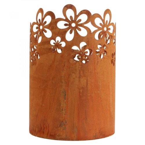 Metallinen koristeruostelyhty metalliruukku Ø16cm K23cm
