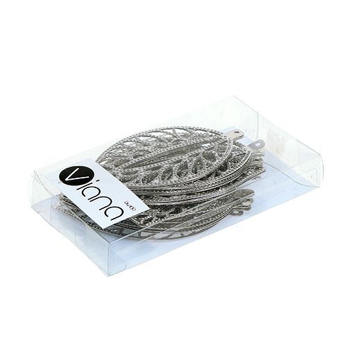 Floristik24 Metallilevy ripustettavaksi hopea 4cm x 7cm 24kpl