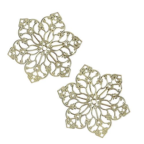 Metallinen kukka koristeella Ø5.5cm kulta 24kpl | Floristik24.fi