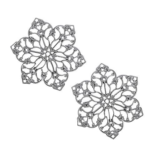Floristik24 Metallinen kukka koristeella Ø6.5cm hopea 24kpl