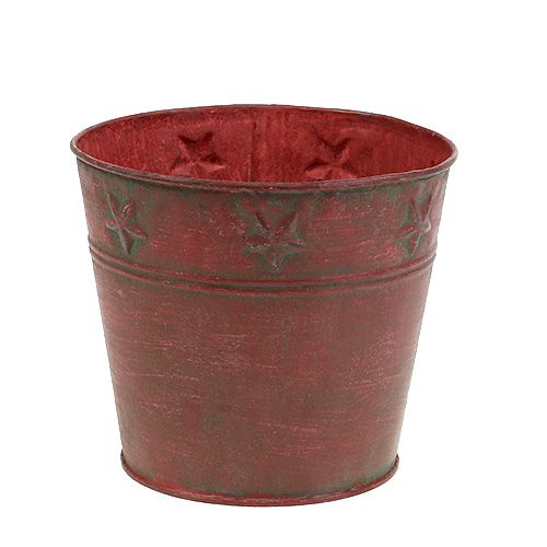 Punainen metalliämpäri tähdillä Ø15cm K13cm | Floristik24.fi